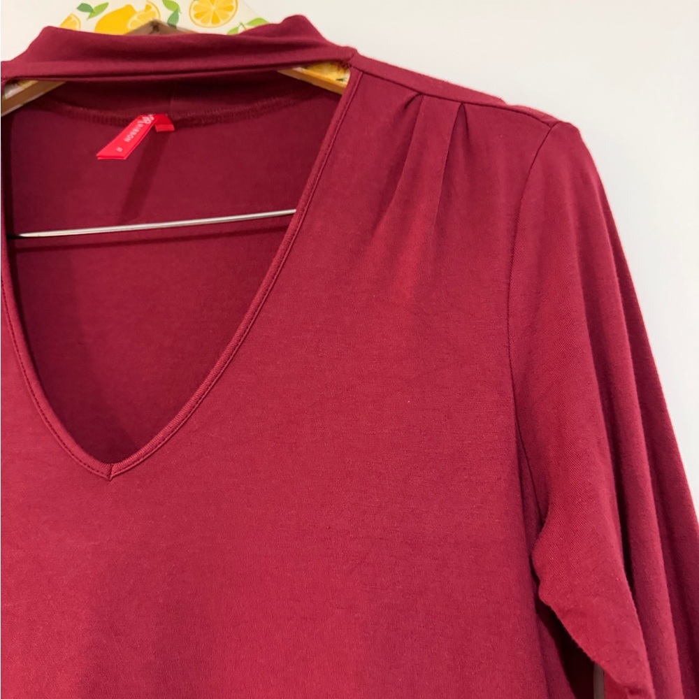 Ruby Ribbon Deep Red Long Sleeve Top - Picture 3 of 4